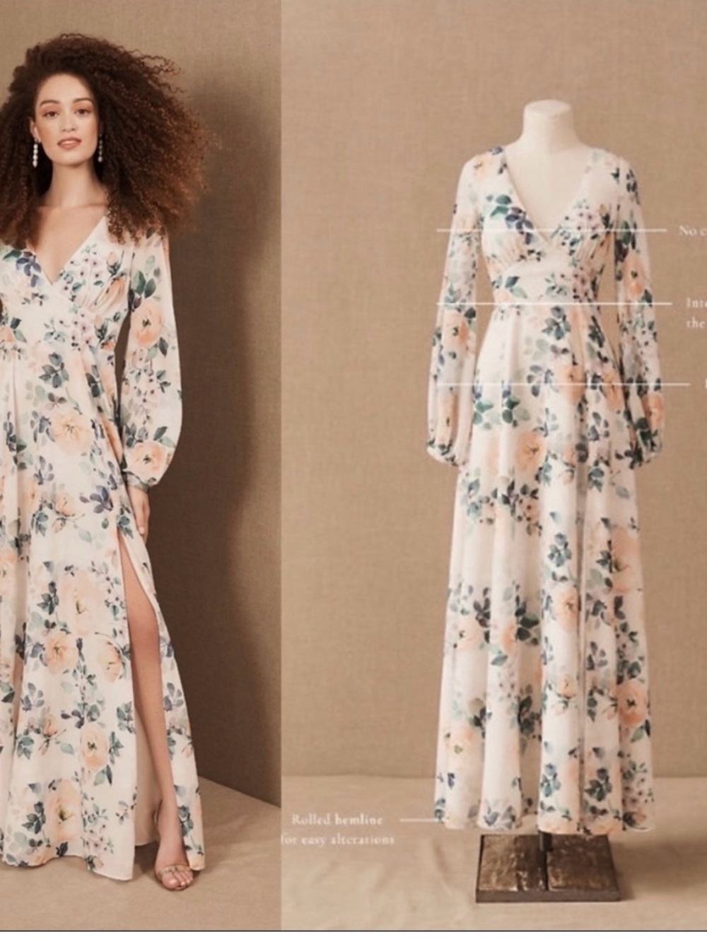 Yumi Kim Melissa Floral V-Neck Long Sleeve Maxi Dress Anthropologie